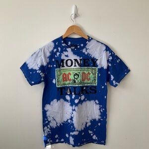 AC DC T Shirt Small Blue Tie Dye Graphic Band Tee
